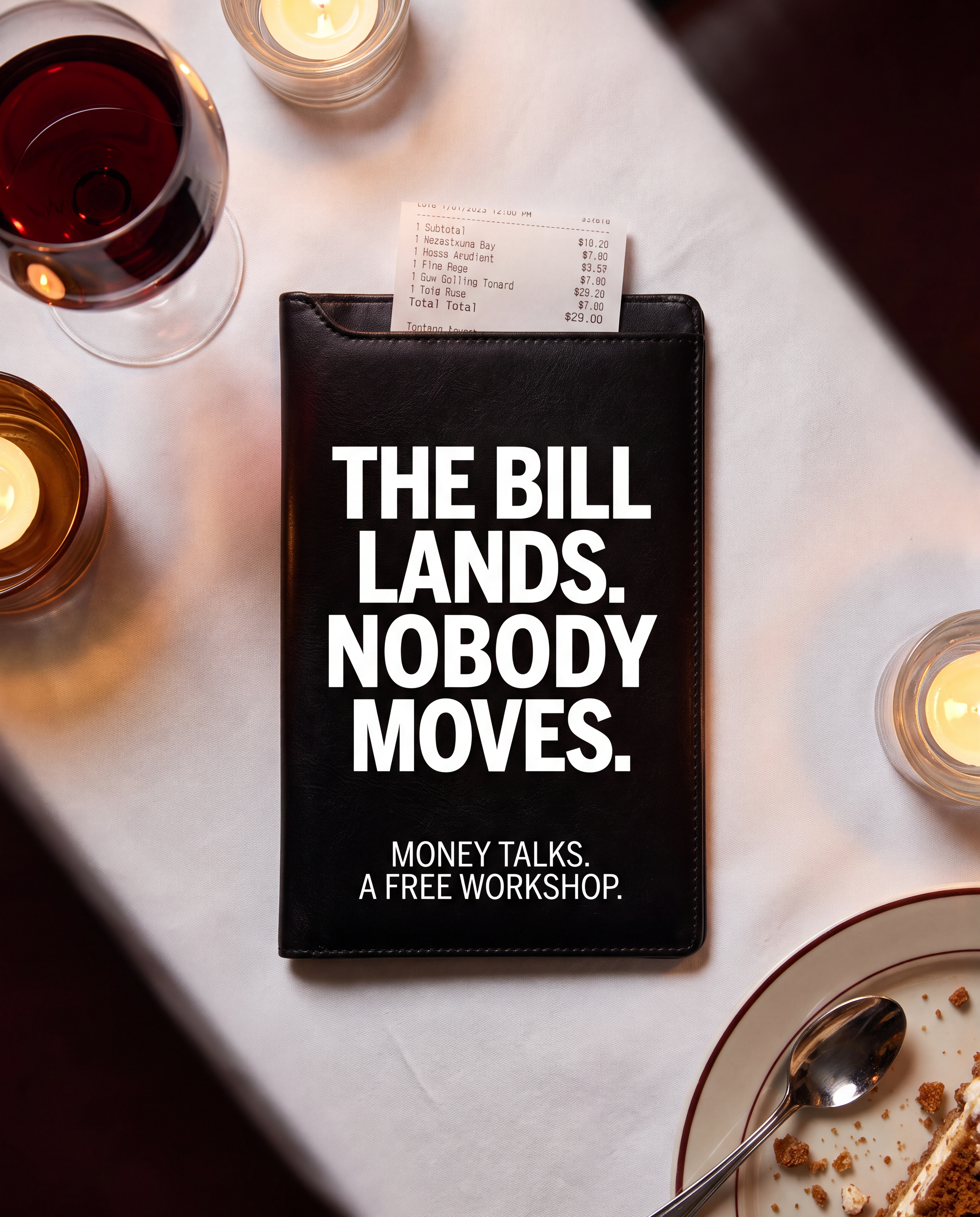 Static ad: restaurant bill folder