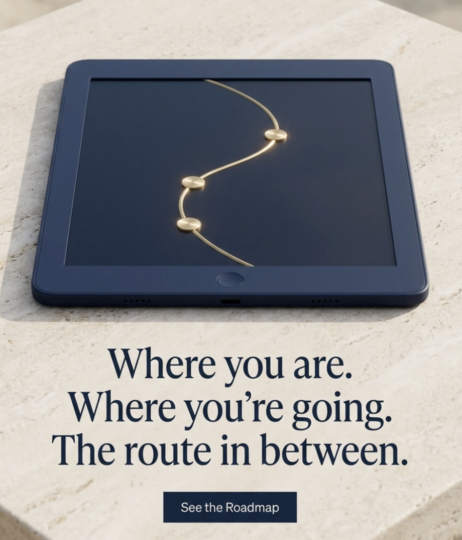 Static ad: tablet with roadmap visual